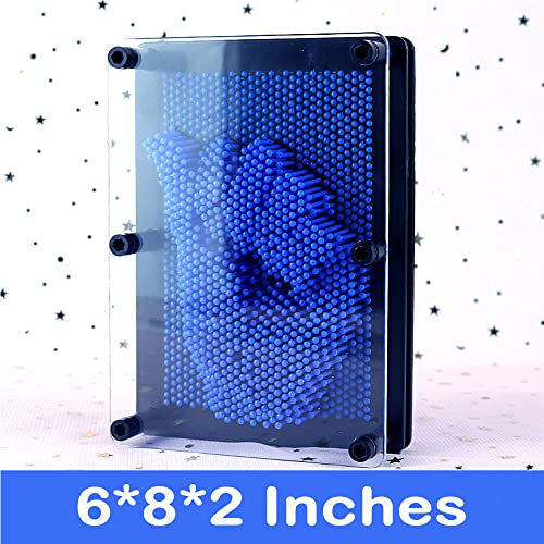 Sharkwill 3D Pin Art Board – Blue Plastic Push Pin Toy, 6x8 Inches
