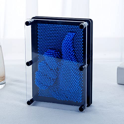 Sharkwill 3D Pin Art Board – Blue Plastic Push Pin Toy, 6x8 Inches