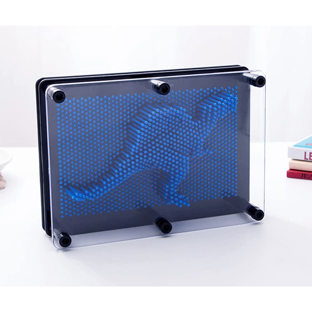 Sharkwill 3D Pin Art Board – Blue Plastic Push Pin Toy, 6x8 Inches