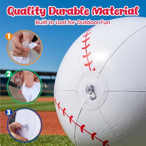 Shindel 27-Inch Inflatable Baseball - Giant Beach Ball for Sports Parties & Pool Fun