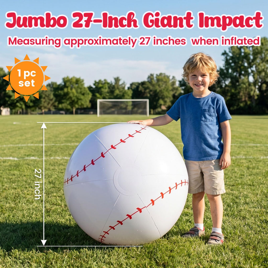 Shindel 27-Inch Inflatable Baseball - Giant Beach Ball for Sports Parties & Pool Fun