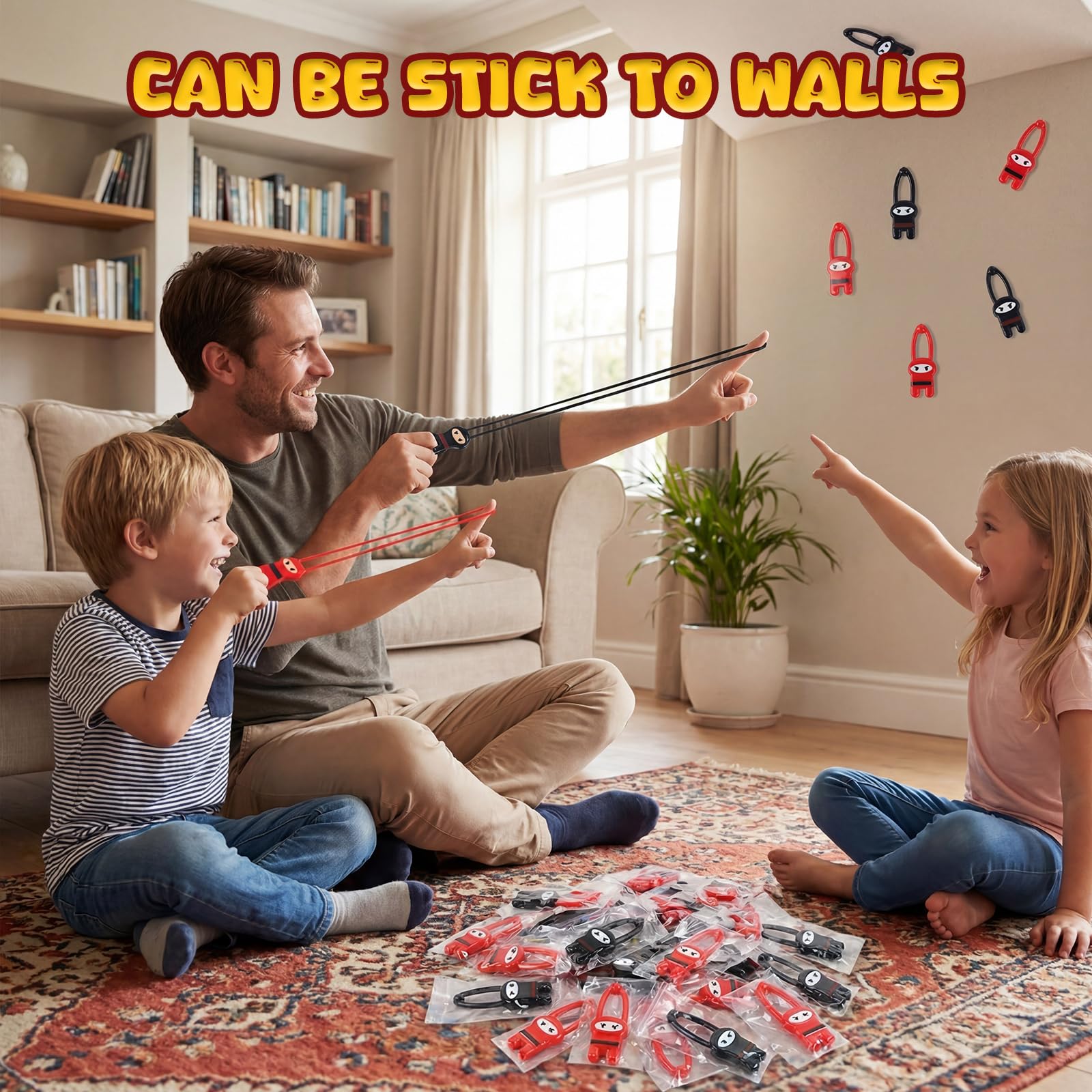 Shindel 40-Pack Flying Ninja Slingshot Toys – Bulk Party Favors, Classroom Prizes, Stress Relief