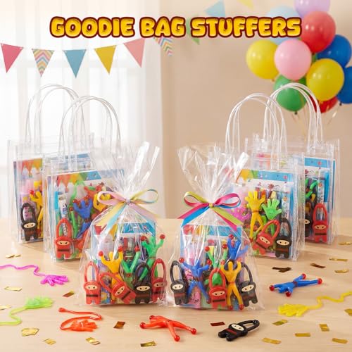 Shindel 40 Pack Stretchy Slingshot Ninjas for Party Favors, Classroom Prizes, and Stress Relief