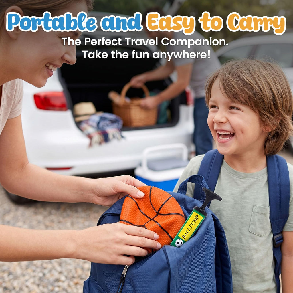 Shindel 6-Pack Mini Basketballs 4.7 Inch Orange Rubber Inflatable Balls with Pump for Kids Indoor Outdoor Play