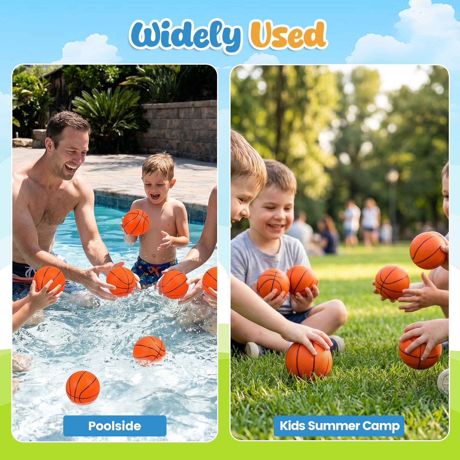Shindel 6-Pack Mini Basketballs 4.7 Inch Orange Rubber Inflatable Balls with Pump for Kids Indoor Outdoor Play