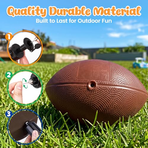 Shindel 6-Pack Mini Inflatable Footballs 6.3 Inch – Waterproof Outdoor/Indoor Toys for Kids with Pump, Party Favors