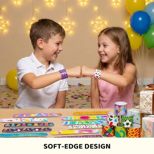 Shindel 96-Pack Slap Bracelets - Bulk Wristbands for Party Favors, Classroom Prizes, and Birthday Goody Bags