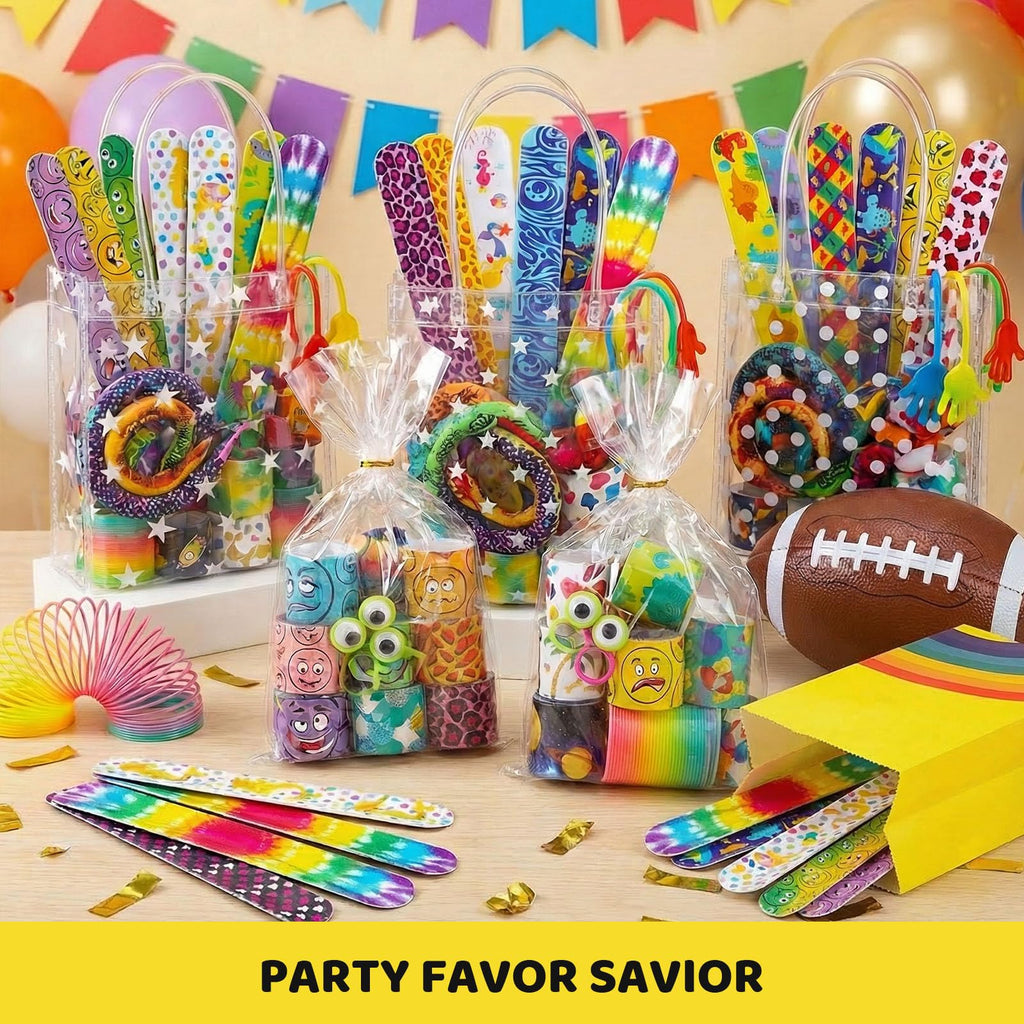 Shindel 96-Pack Slap Bracelets - Bulk Wristbands for Party Favors, Classroom Prizes, and Birthday Goody Bags