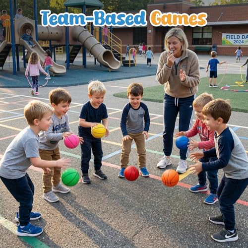 Shindel Mini Basketball Set - 6 Pack of 4.7 Inch Neoprene Balls with Pump for Kids