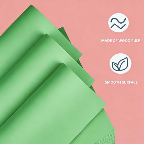 Shinok 12x17 Inch Green Craft Paper – 100 Sheets, 55 lbs, Matte Finish for Drawing & Art Projects
