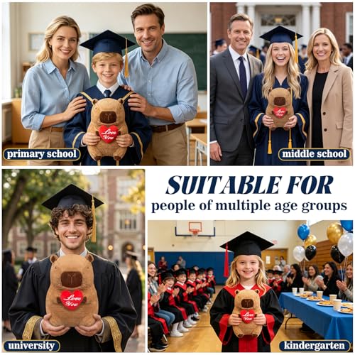 SHINUOER 12-Inch Graduation Capybara Plush with Red Heart – Kawaii Stuffed Animal Gift