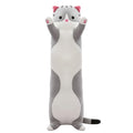 SHINUOER Gray Cat Plush Pillow 19.7 Inch – Long Body Pillow for Kids