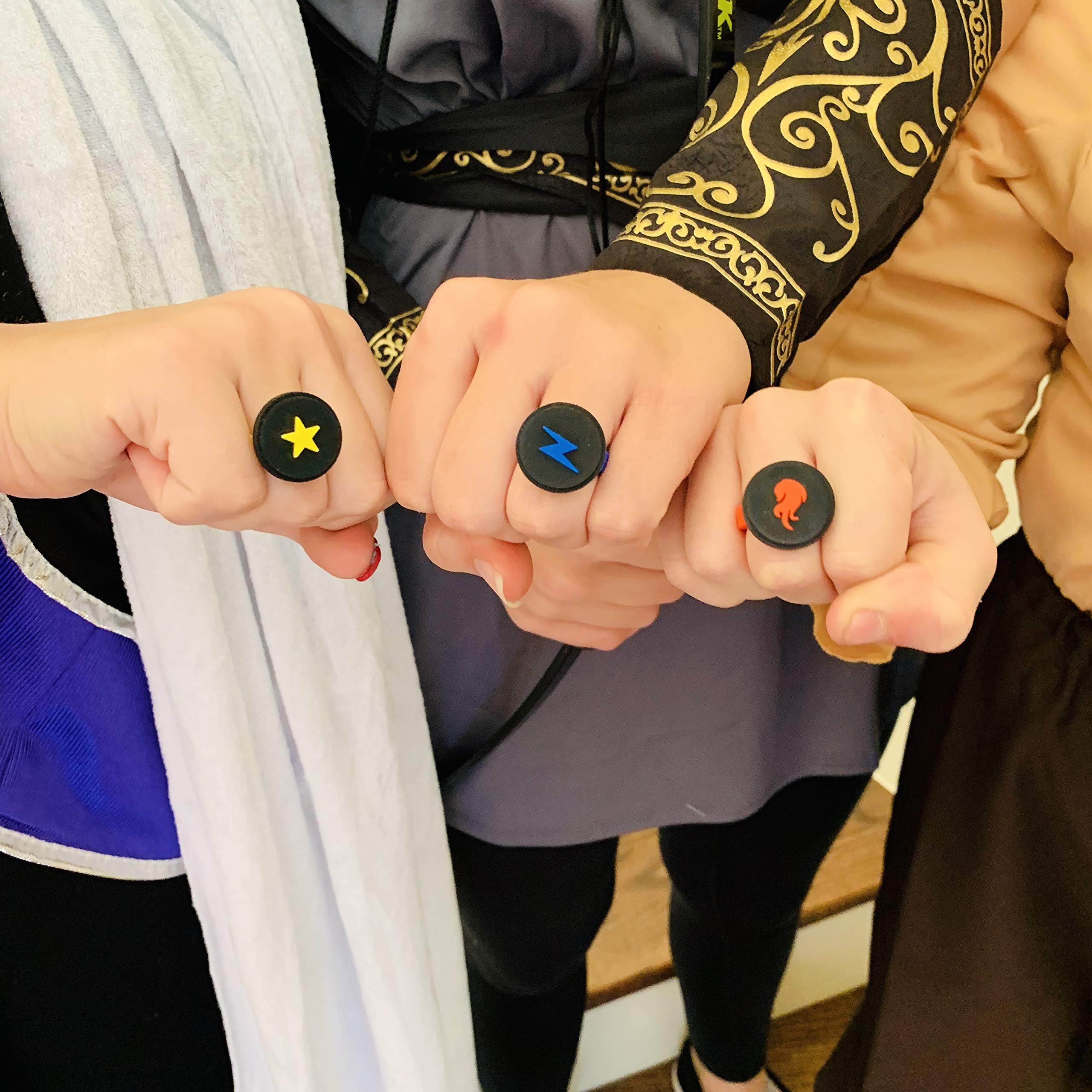 SHK HeroForce Power Rings Set – 3 Silicone Collectible Rings (Fire, Electricity, Light)