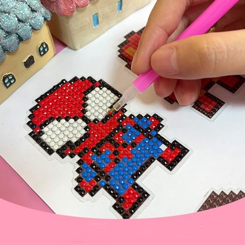 SHOWERRING 5D Diamond Art Stickers Kit for Kids - Super Hero Rhinestone Mosaic Craft Set with 18 Patterns