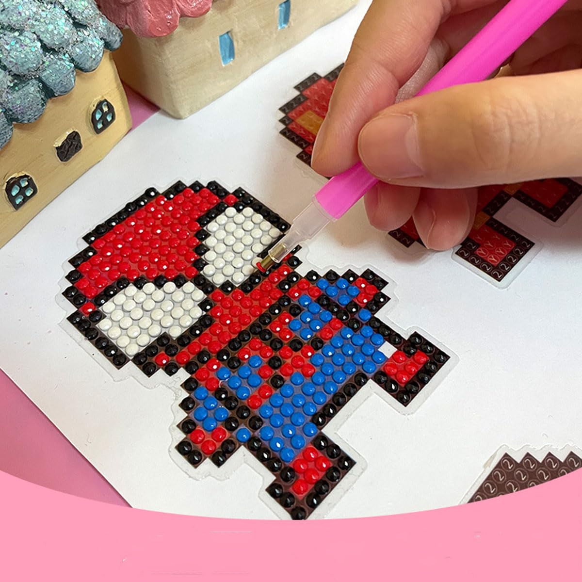 SHOWERRING 5D Diamond Art Stickers Kit for Kids - Super Hero Rhinestone Mosaic Craft Set with 18 Patterns