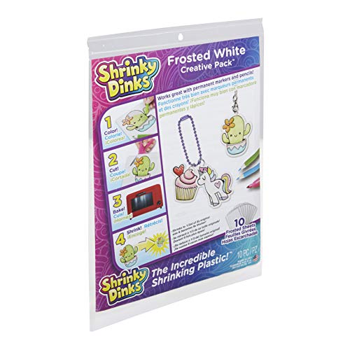 Shrinky Dinks Creative Pack - 10 Frosted White Sheets for DIY Shrink Plastic Crafts