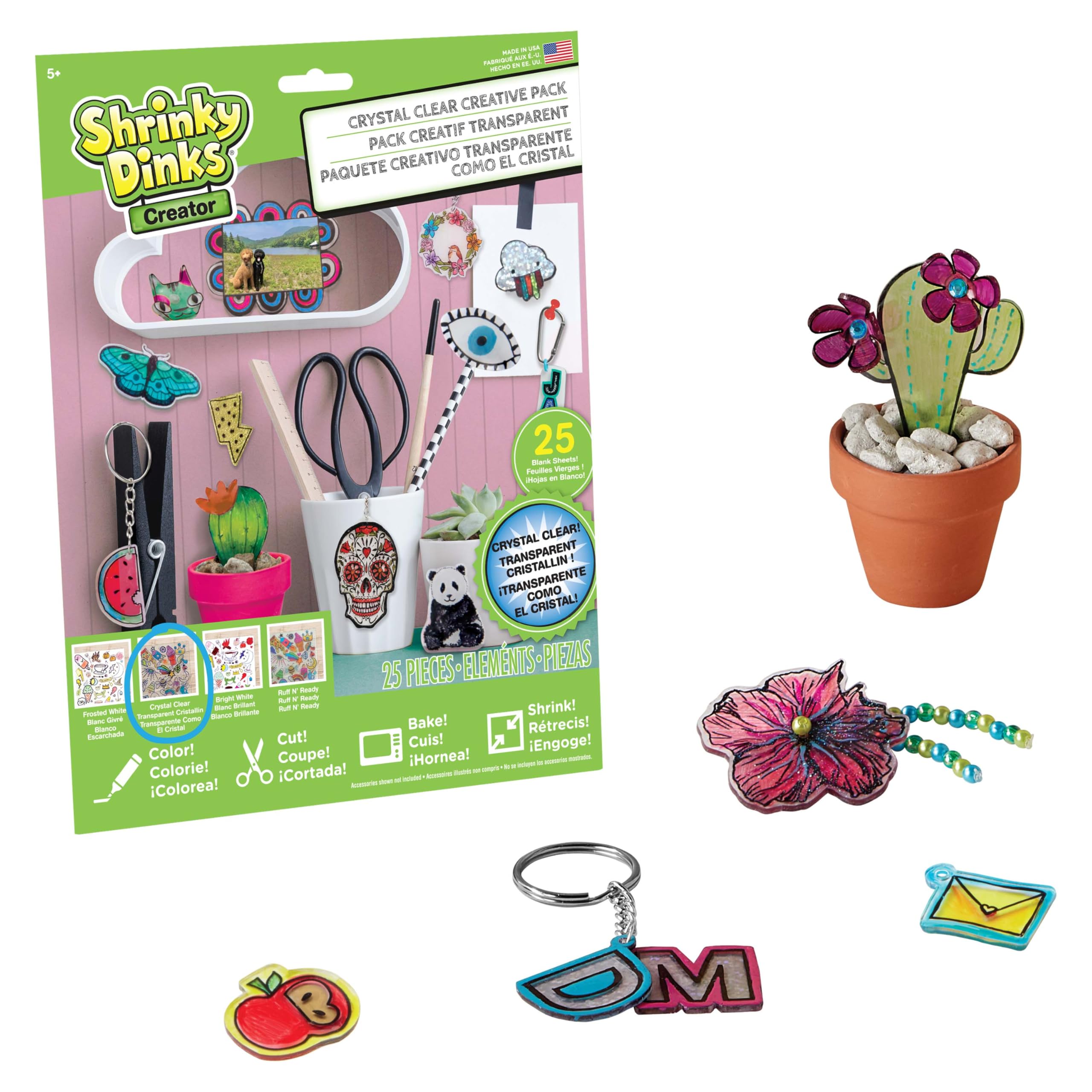 Shrinky Dinks Ruff n' Ready Creative Pack – 25 Frosted White Sheets for Shrinkable Crafts, Ages 5+
