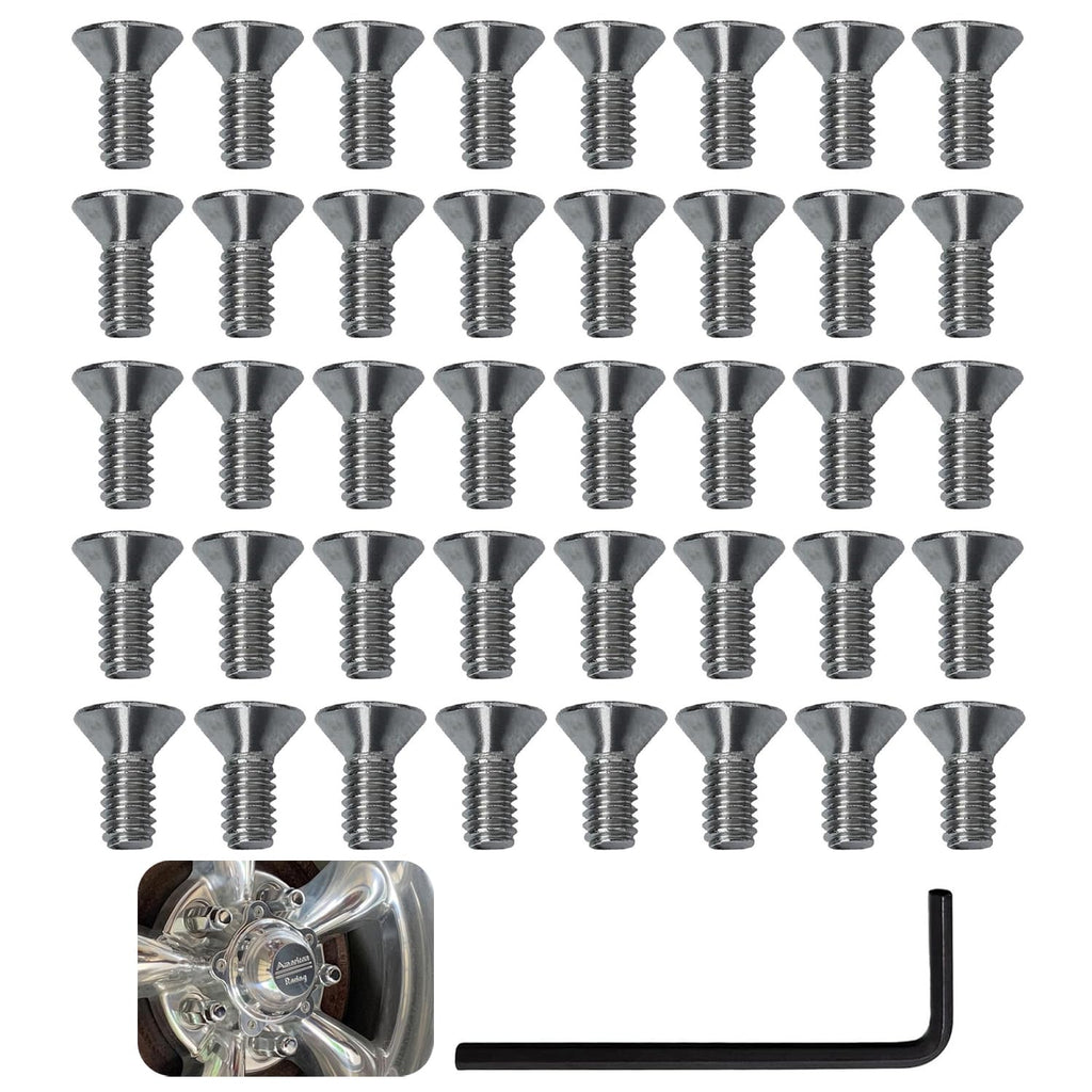 SHUJUKU 40-Pack Wheel Center Cap Screws with Allen Wrench, Stainless Steel for American Racing Torq Thrust