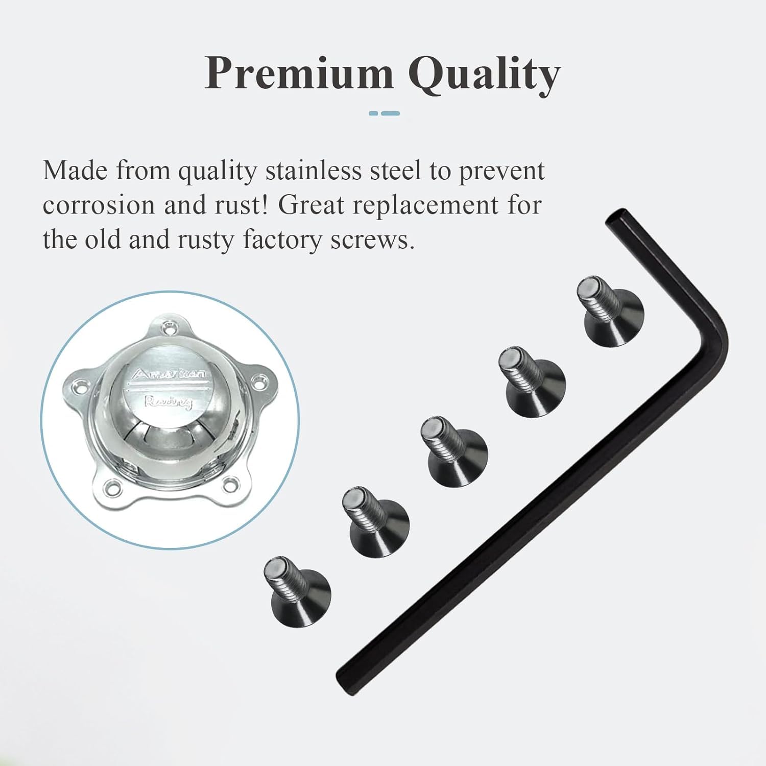 SHUJUKU 40-Pack Wheel Center Cap Screws with Allen Wrench, Stainless Steel for American Racing Torq Thrust