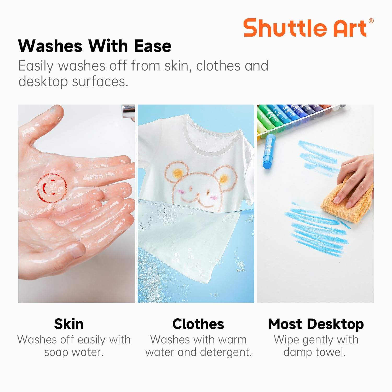 Shuttle Art Tempera Paint Sticks, 15 Colors – Quick-Drying, Washable, Kid-Safe