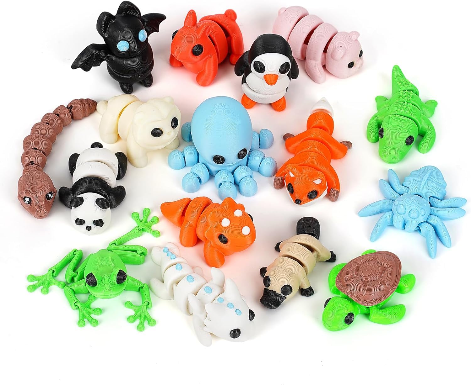 SHUWND 3D Printed Mini Animals – Articulated Flexible Fidget Toy, Cute PLA Figurines for Stress Relief and Decoration