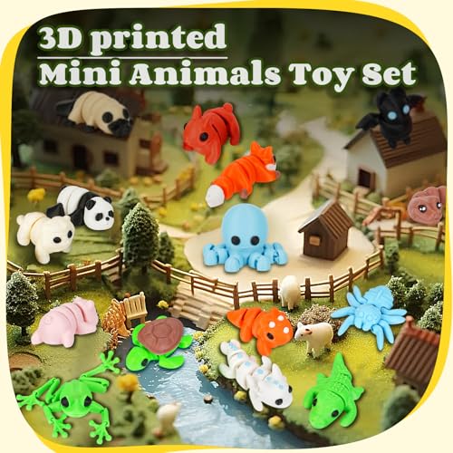 SHUWND 3D Printed Mini Animals – Articulated Flexible Fidget Toy, Cute PLA Figurines for Stress Relief and Decoration