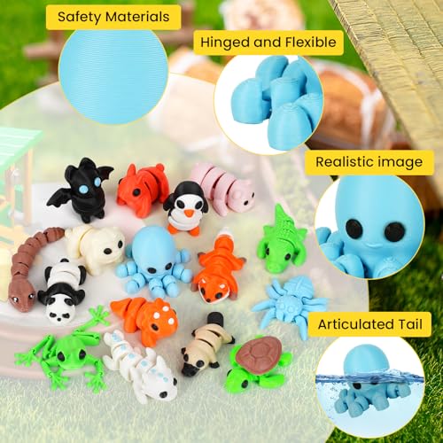 SHUWND 3D Printed Mini Animals – Articulated Flexible Fidget Toy, Cute PLA Figurines for Stress Relief and Decoration