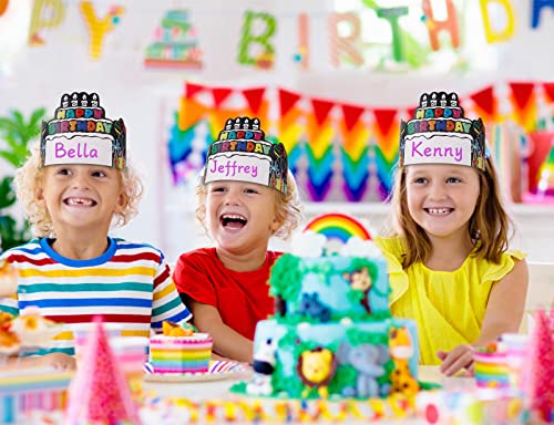 SICOHOME Paper Crown Hats for Kids - 36 Pack Adjustable Birthday Crowns for Classroom Party Supplies
