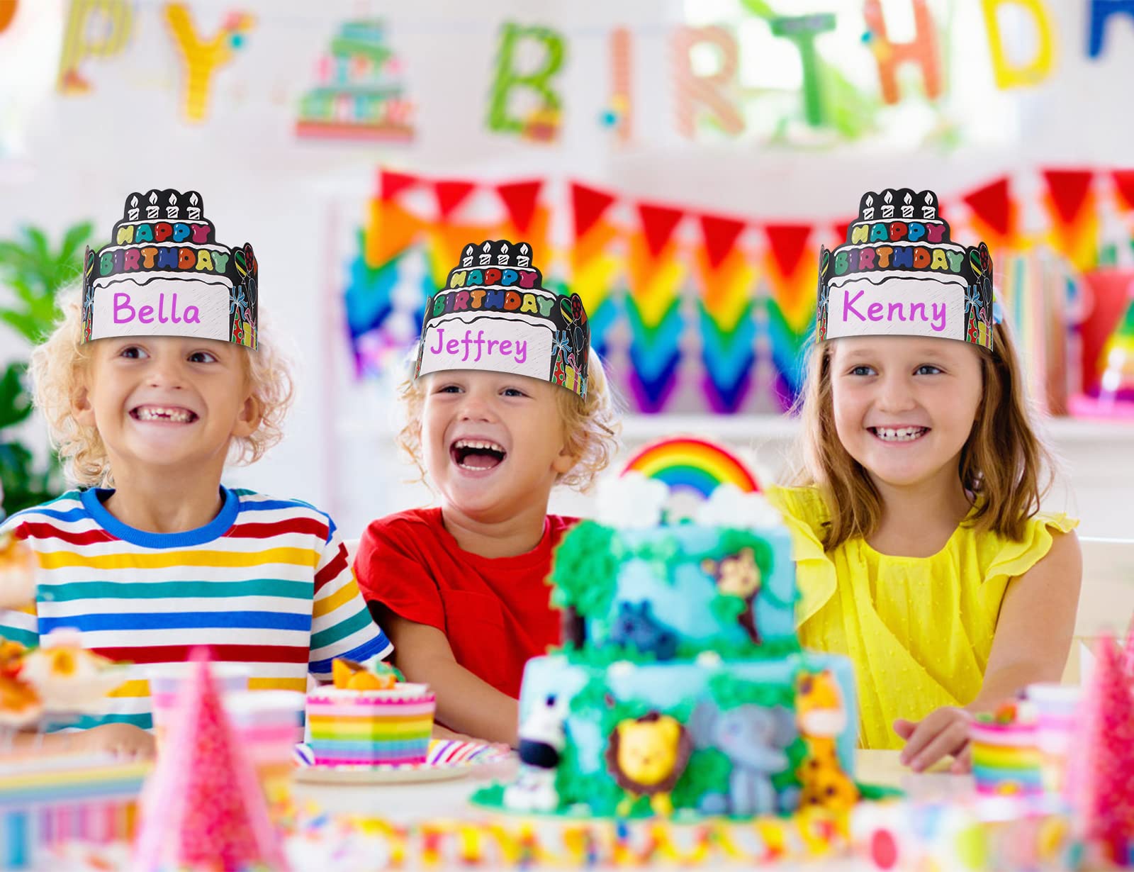 SICOHOME Paper Crown Hats for Kids - 36 Pack Adjustable Birthday Crowns for Classroom Party Supplies