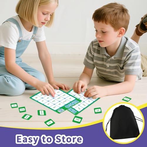 Sight Word Bingo Game – Learn to Read with Level 1 & 2, Kindergarten Preschool Reading Activities, Classroom & Homeschool