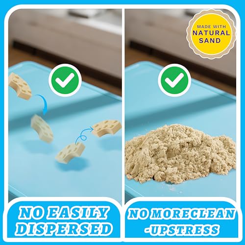 SIGHTEEDA Kids Play Sand Kit - 1.7 lbs Moldable Sensory Sand with 6 Molds & Tools, Mess-Free Indoor Sandbox Toy, STEM Activity for Ages 3-8