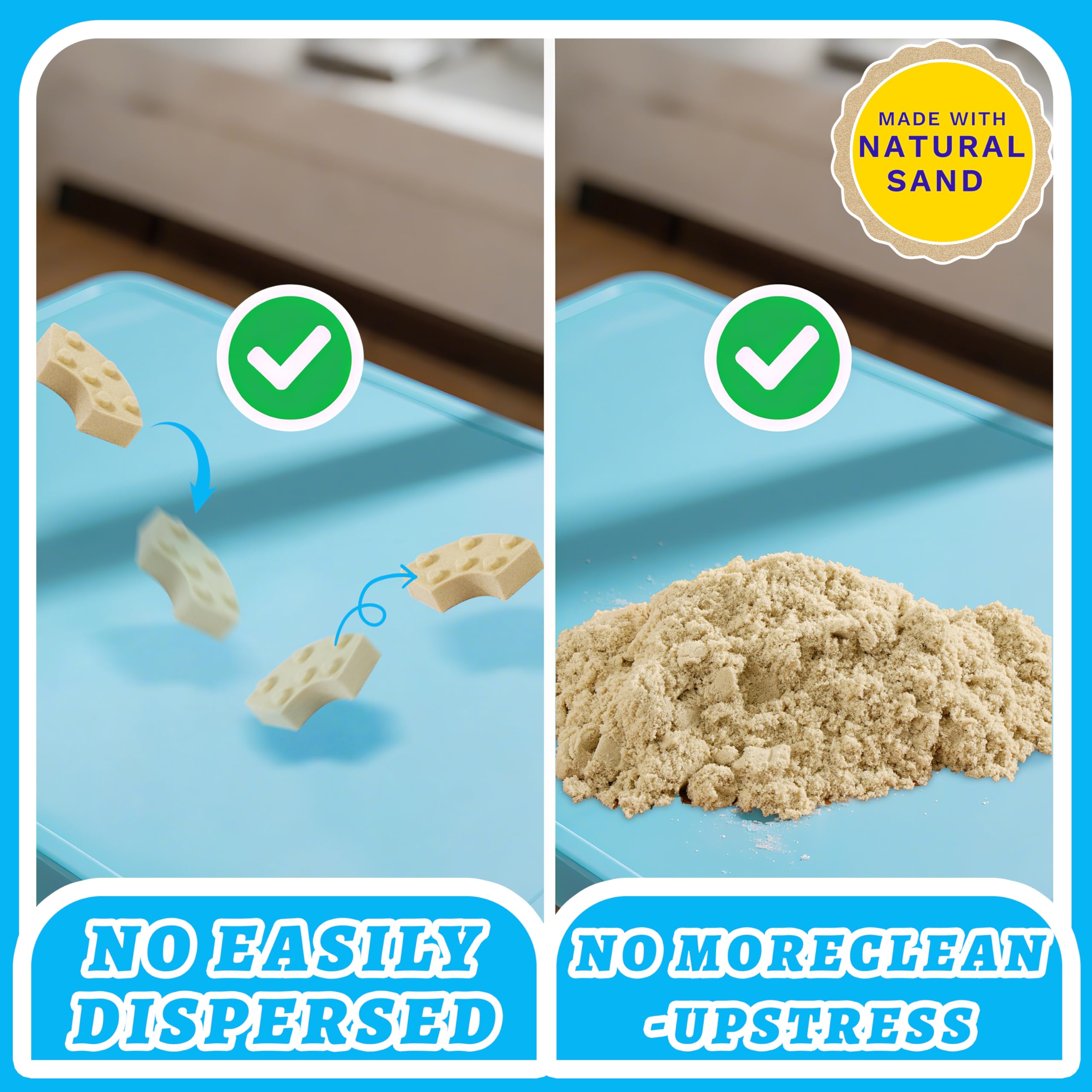 SIGHTEEDA Kids Play Sand Kit - 1.7 lbs Moldable Sensory Sand with 6 Molds & Tools, Mess-Free Indoor Sandbox Toy, STEM Activity for Ages 3-8