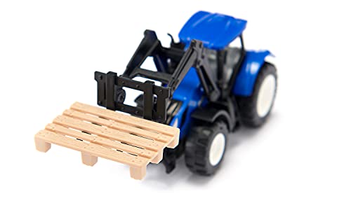 Siku 1544 New Holland Tractor with Pallet Fork and Pallet – Metal/Plastic Toy for Kids