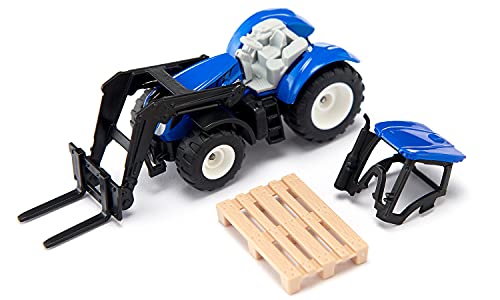 Siku 1544 New Holland Tractor with Pallet Fork and Pallet – Metal/Plastic Toy for Kids