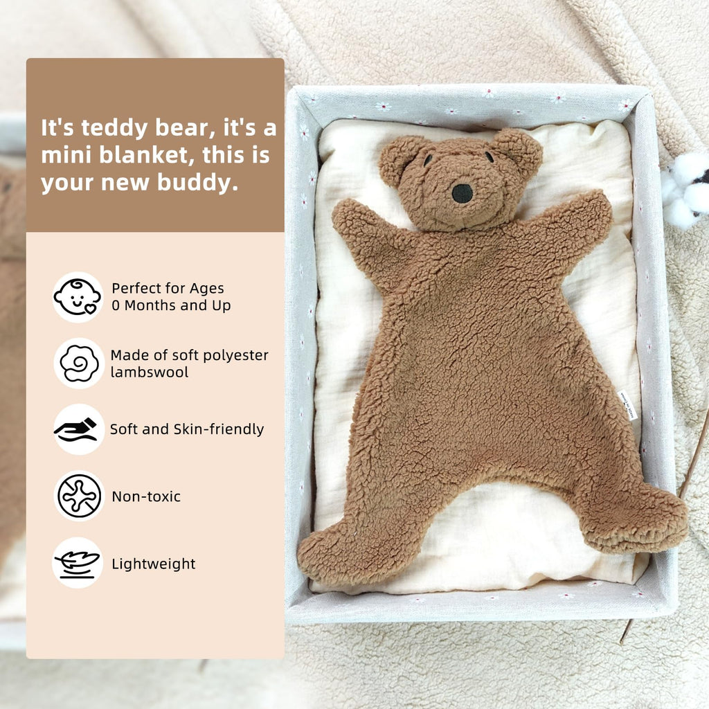 SILI FACTORY Brown Bear Lovey - Soft Baby Security Blanket & Plush Toy for Infants