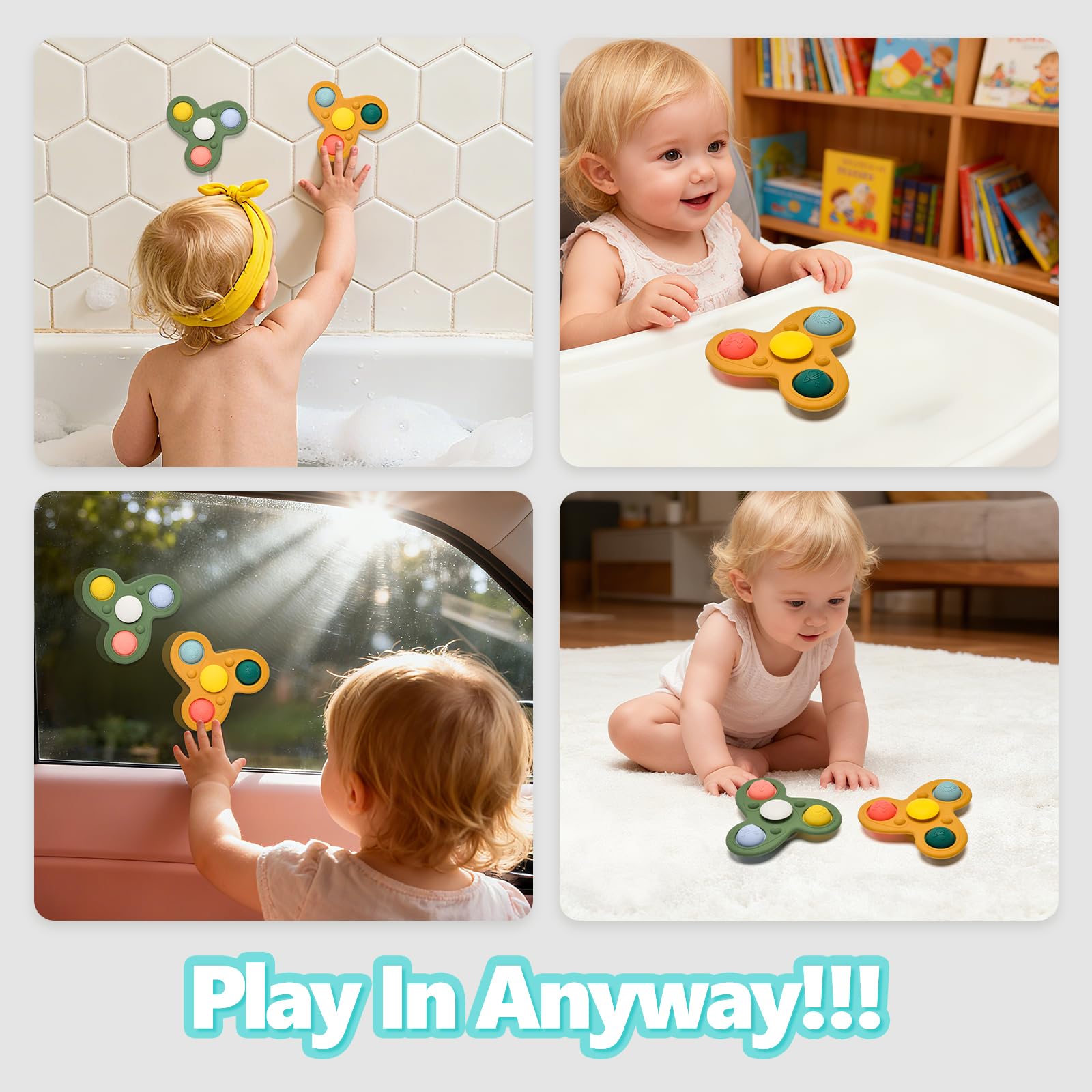 SILI FACTORY Planet Silicone Suction Cup Spinner Toy – Food-Grade Sensory Toy for Babies & Toddlers (Ages 12-18 Months)
