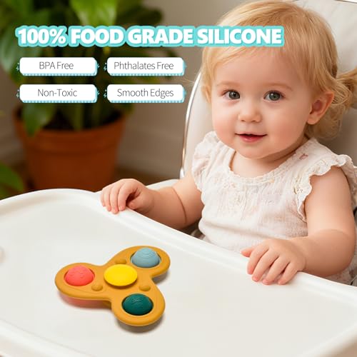 SILI FACTORY Planet Silicone Suction Cup Spinner Toy – Food-Grade Sensory Toy for Babies & Toddlers (Ages 12-18 Months)
