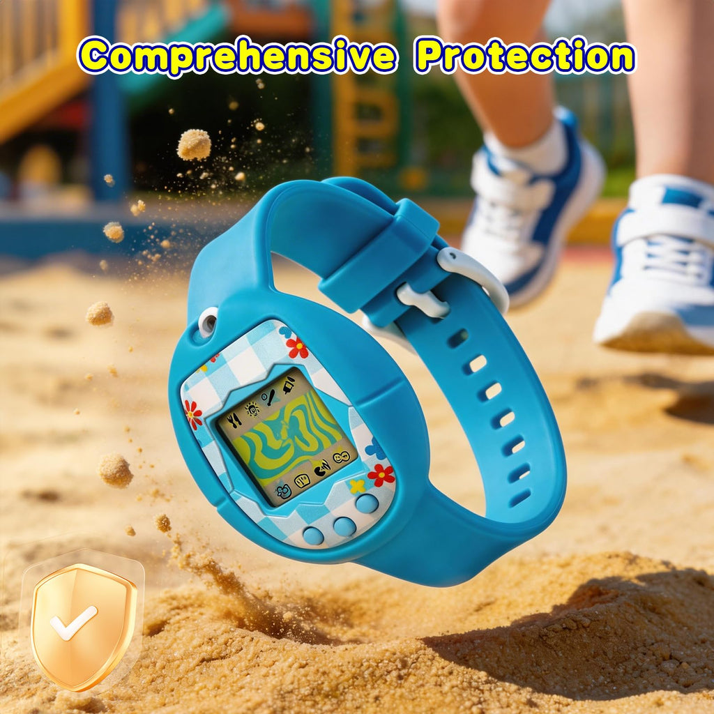 Silicone Wristband for Tamagotchi Original – Blue, Adjustable Anti-Drop Strap for Gen 1 & 2, Neon, Retro Flowers, 90s Edition, Fresh Strawberry