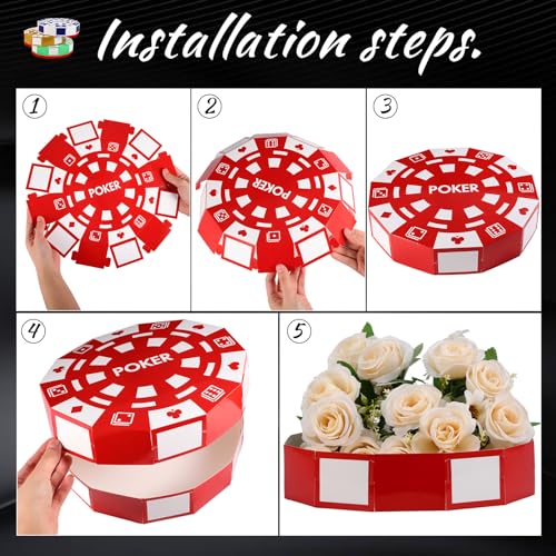 Silipull 6-Pack Giant Poker Chip Favor Boxes – 9-Inch Casino Party Decorations for Game Night, Birthdays, and New Year