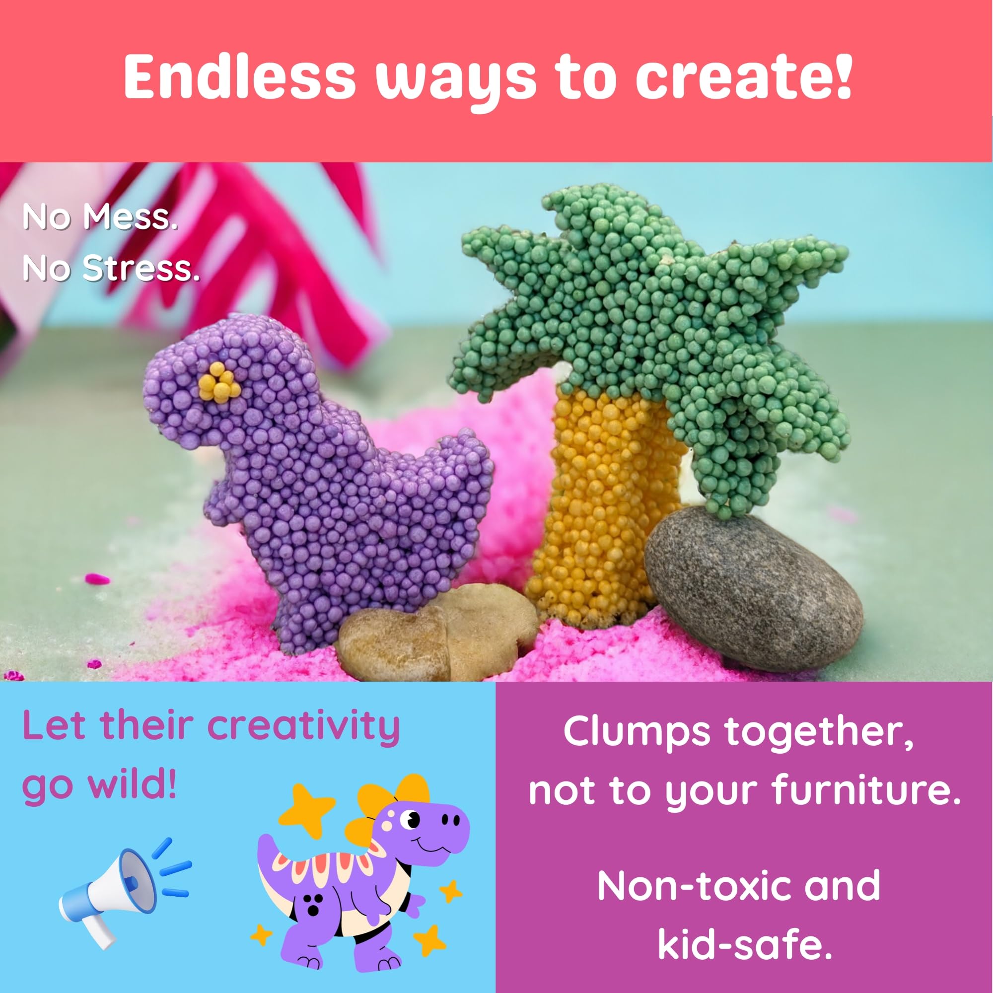 Silly Foam Creative Modeling Foam Beads - 6 Primary Colors, Non-Toxic, Mess-Free Sensory Play for Kids Ages 3+