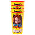 Silver Buffalo Chucky 'Good Guys' 4-Pack Plastic Cups – 22 oz, Officially Licensed Horror Drinkware