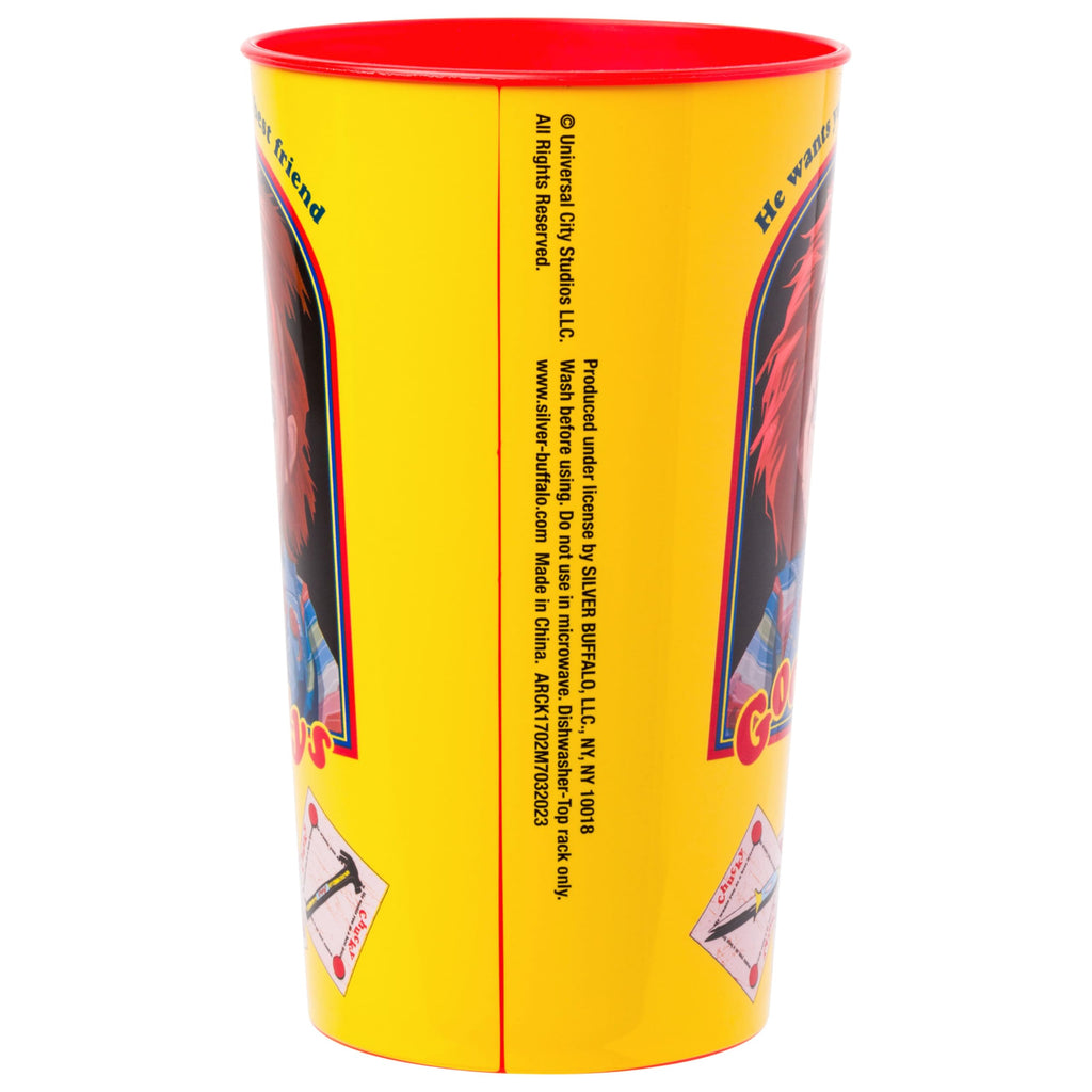 Silver Buffalo Chucky 'Good Guys' 4-Pack Plastic Cups – 22 oz, Officially Licensed Horror Drinkware
