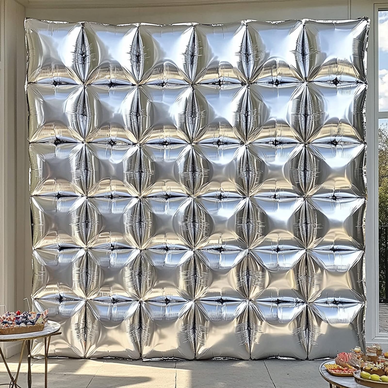 Silver Square Foil Balloons - 25 Pack Metallic Arch Kit for Party Decorations
