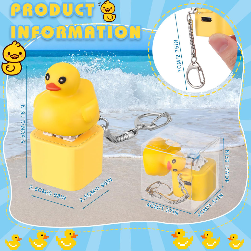 Simgoing Rechargeable Quacking Duck Keychain Fidget with Colorful Lights – Stress Relief Toy