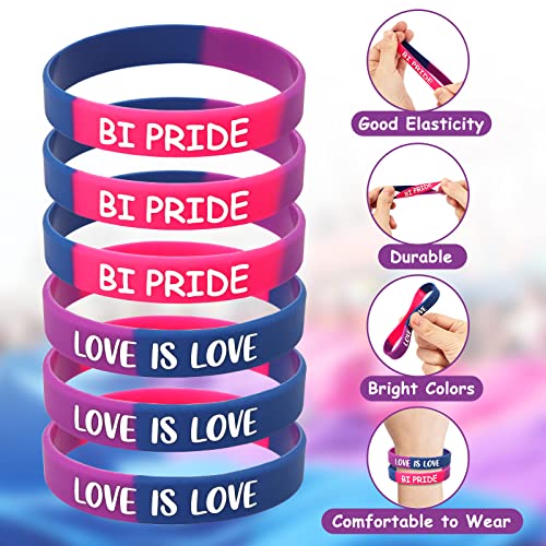 Sinasasspel Bisexual Pride Accessories Set - 6 Bracelets, 6 Pins, 12 Tattoos