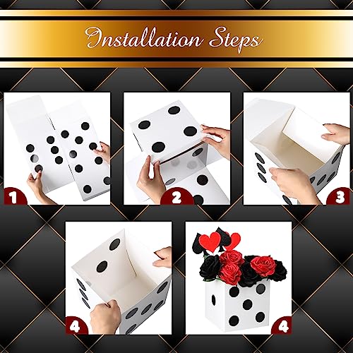 Sinmoe 6-Pack White Dice Favor Boxes – 7x7x7 Inch Cardboard Casino Centerpieces for Party Decorations