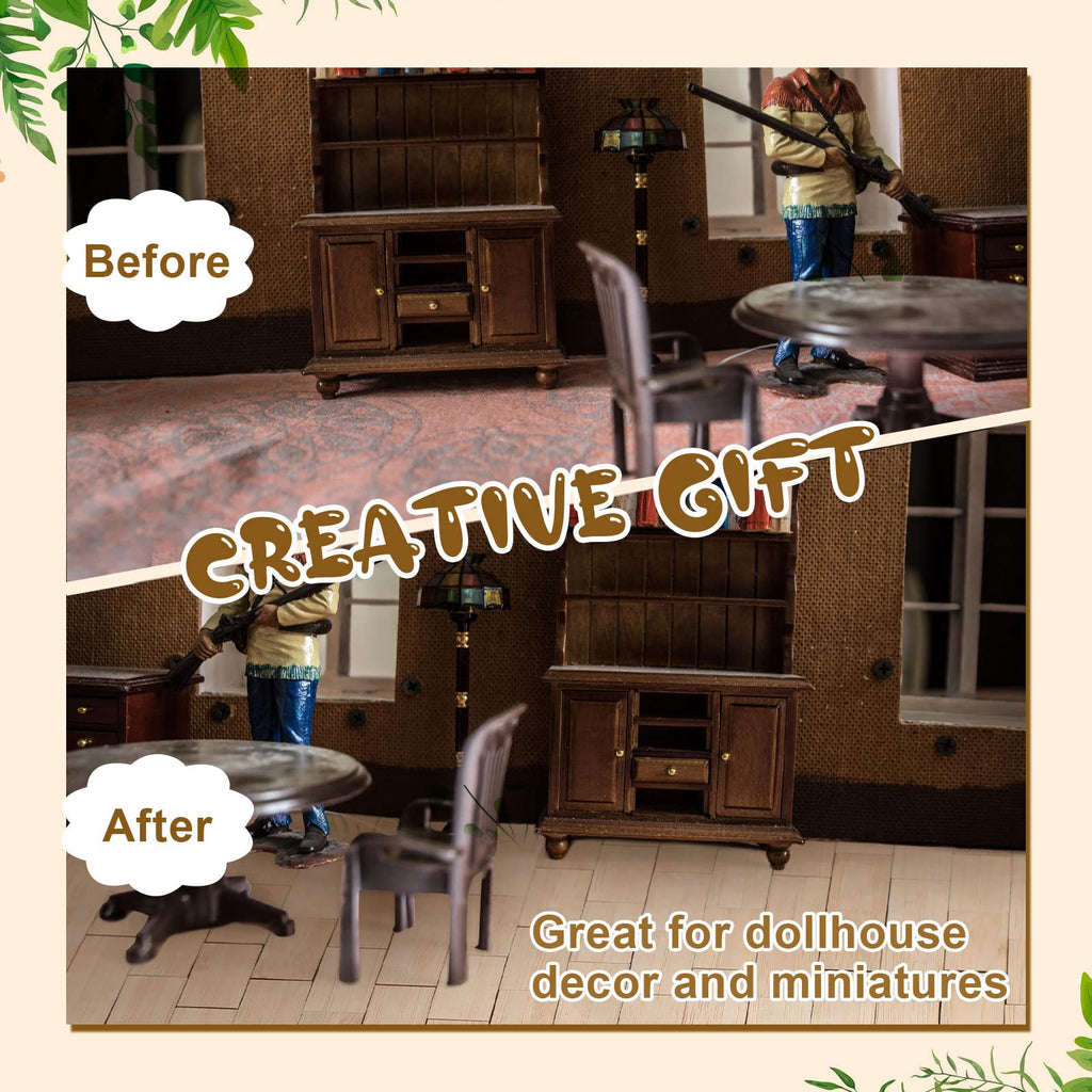 Sintuff 200-Piece Beige Bamboo Dollhouse Flooring - 1:12 Scale Geometric Wood Floor Boards for Miniature Rooms