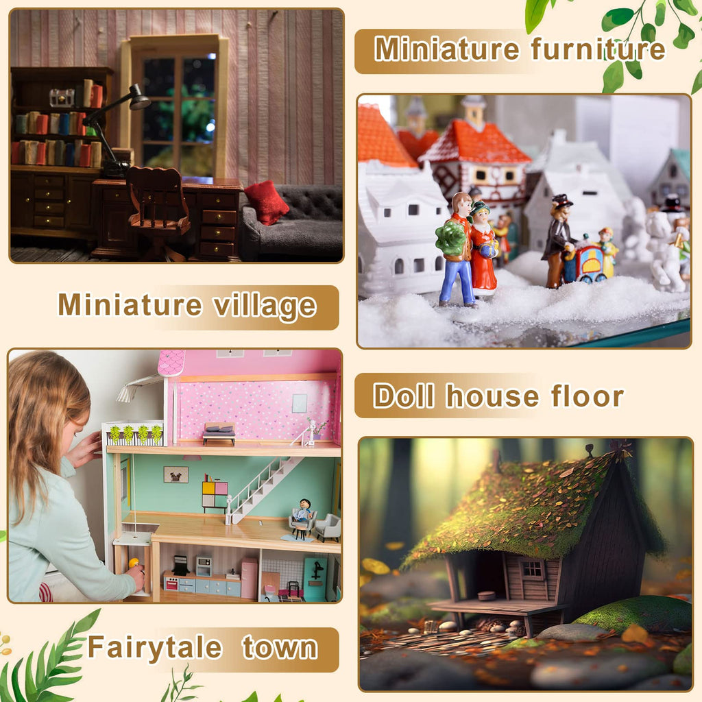 Sintuff 200-Piece Beige Bamboo Dollhouse Flooring - 1:12 Scale Geometric Wood Floor Boards for Miniature Rooms