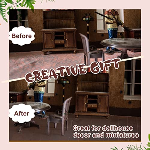 Sintuff 200-Piece Miniature Dollhouse Flooring Boards - 1:12 Scale Bamboo Wood Floor Tiles for DIY Dollhouse Decor (Brown)