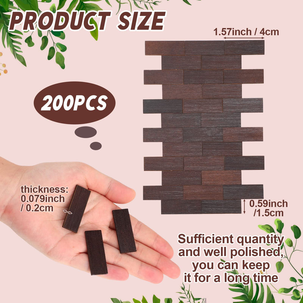 Sintuff 200-Piece Miniature Dollhouse Flooring Boards - 1:12 Scale Bamboo Wood Floor Tiles for DIY Dollhouse Decor (Brown)